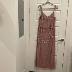 Adrianna Papell Beaded Spaghetti Strap Sleeveless Blouson Gown. Size 16